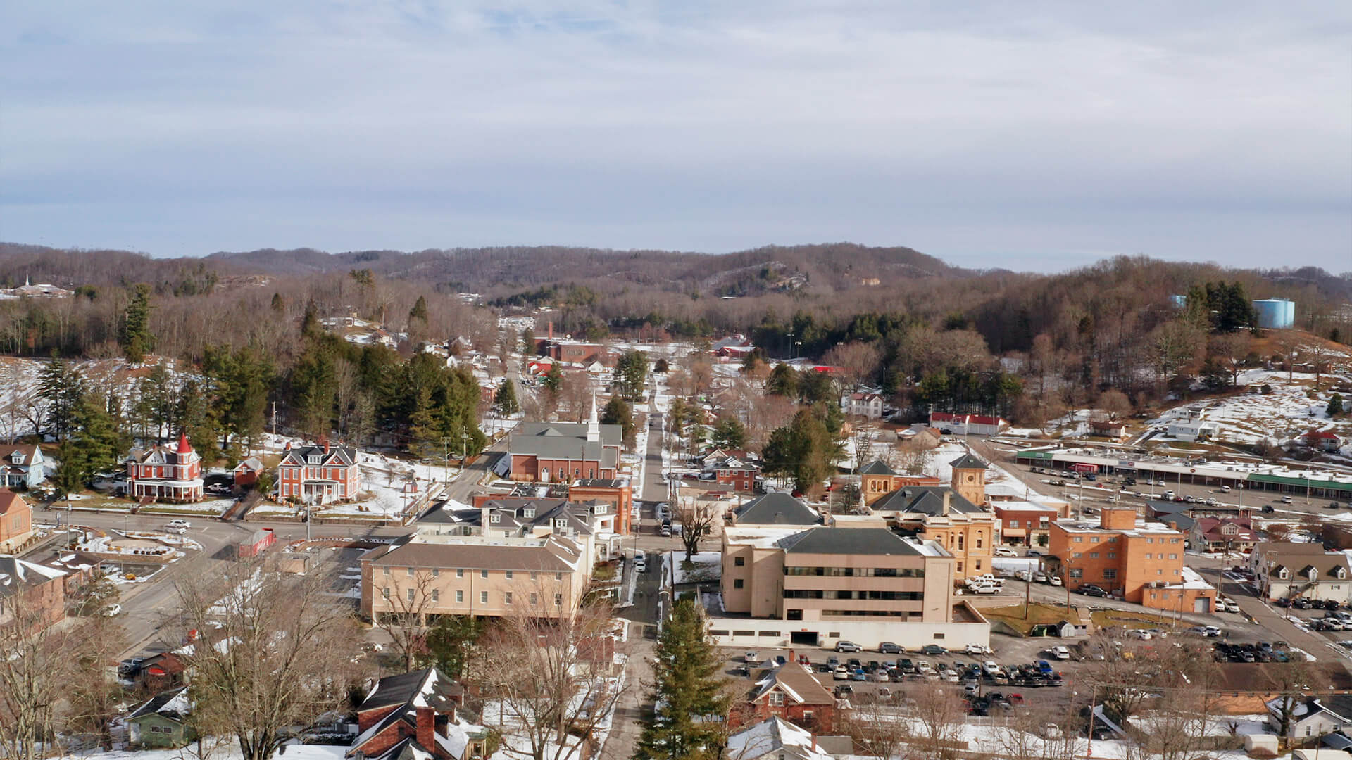 An overlook of a town in the U.S.