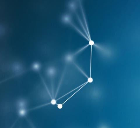 A illustration of white nodes with blue background